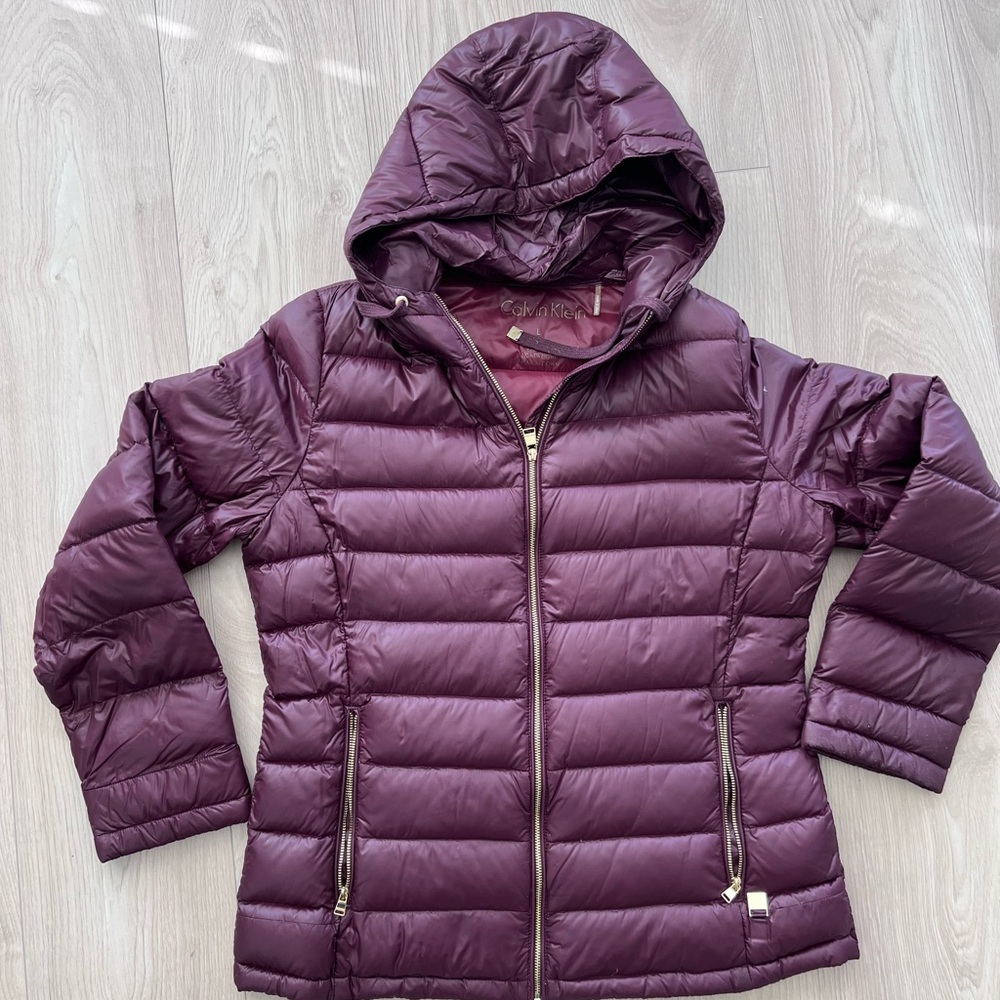 Calvin Klein Burgundy Puffer Jacket